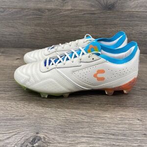 Charly Soccer Cleats Mens 9 White Blue Orange Leather 1087165 Athletic Shoes